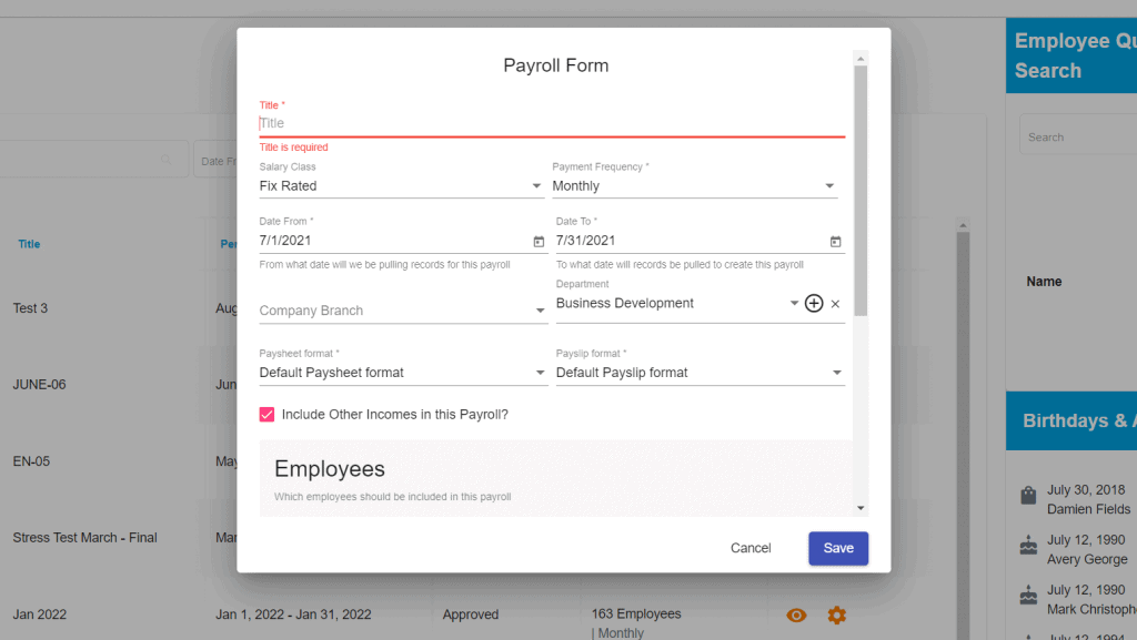 payroll form