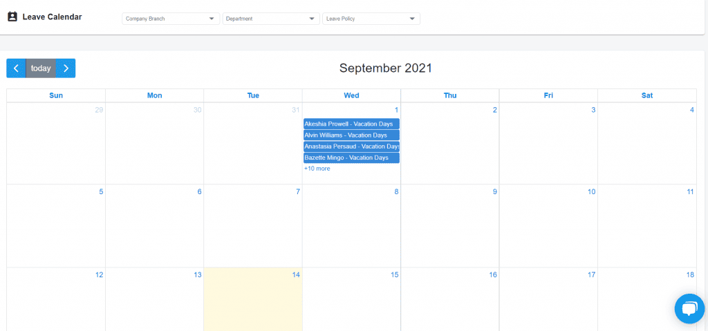 employee leave calendar