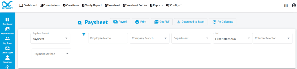 Paysheet management