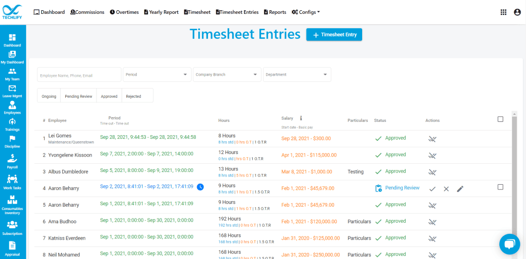 Timesheet management