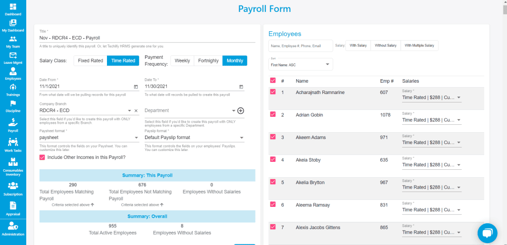 payroll form