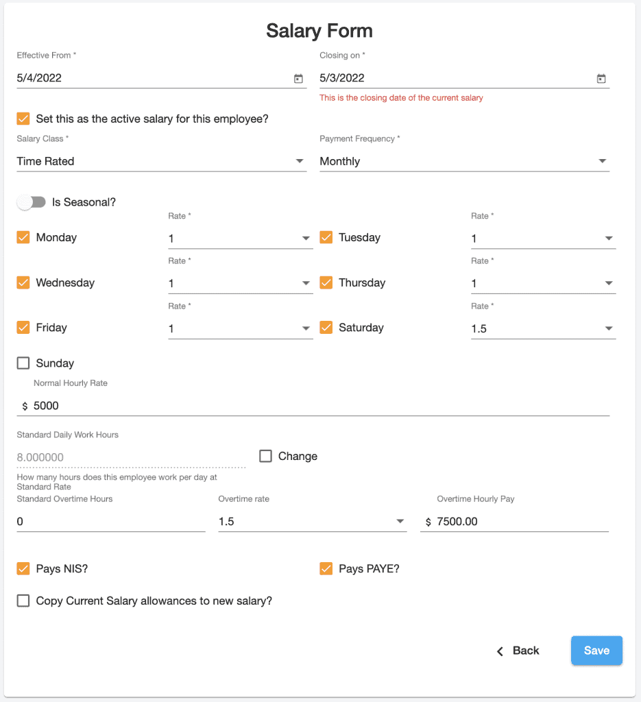 employee salary information - techlify hrms