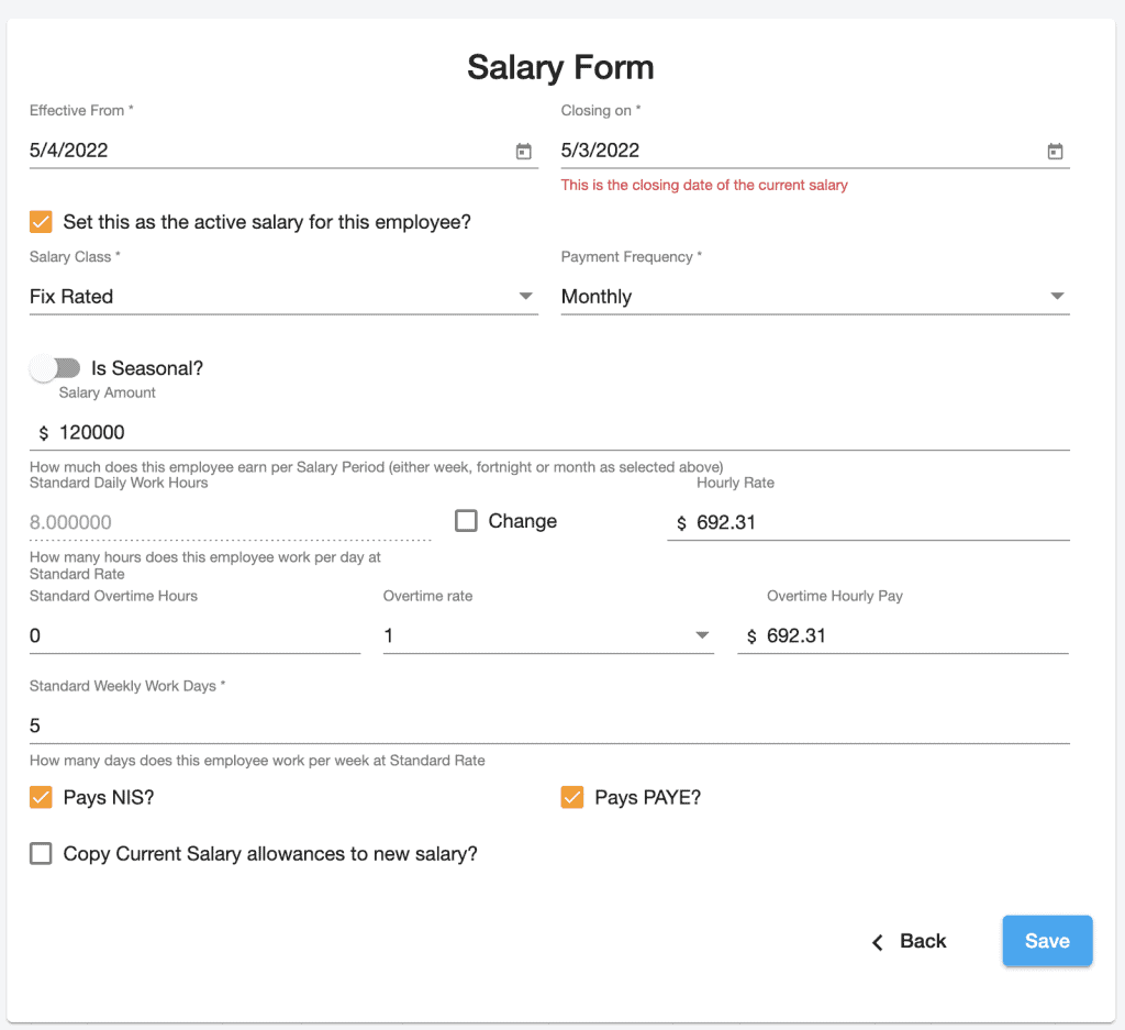 employee salary information - techlify hrms